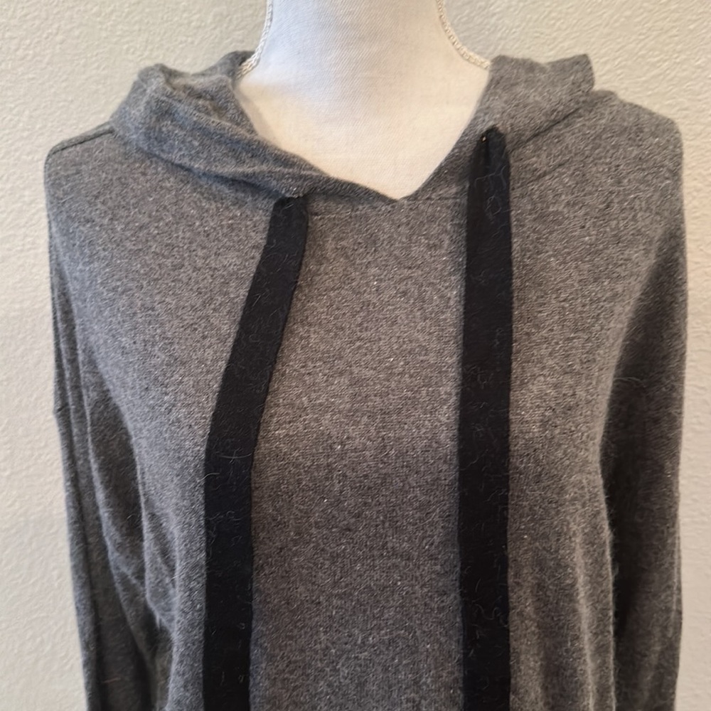 Grey Drawstring Knit Hooded Pullover - Picture 3 of 8